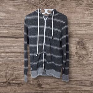 ⭐️Urban Heritage Gray Striped Hoodie Sweatshirt With Earbuds Size Small